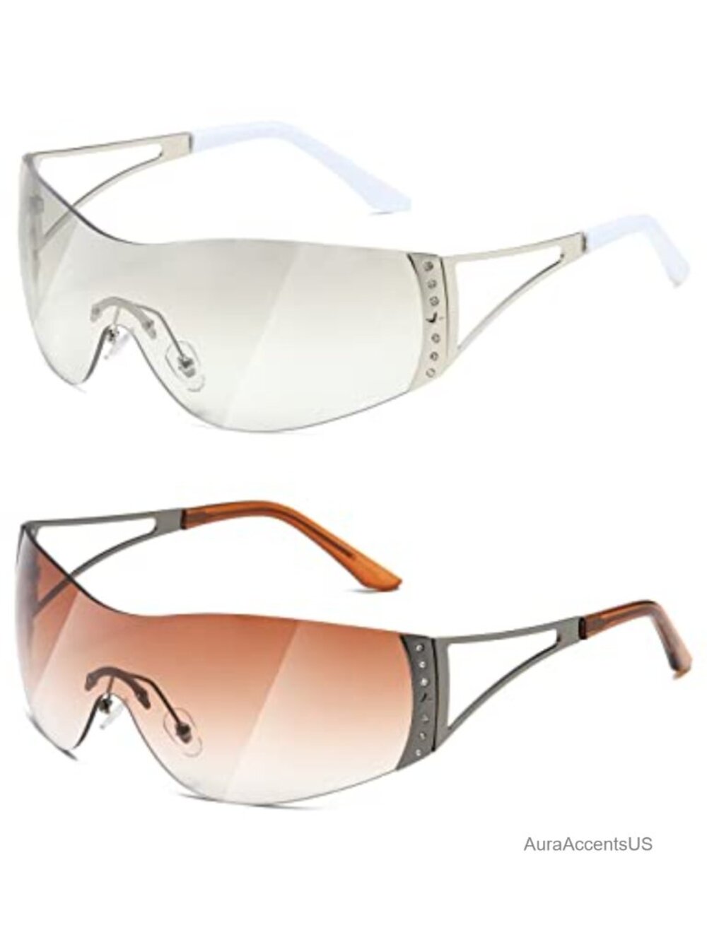 Y2K Shield Wrap Around Sunglasses UV400 Gradient Lens Oversize